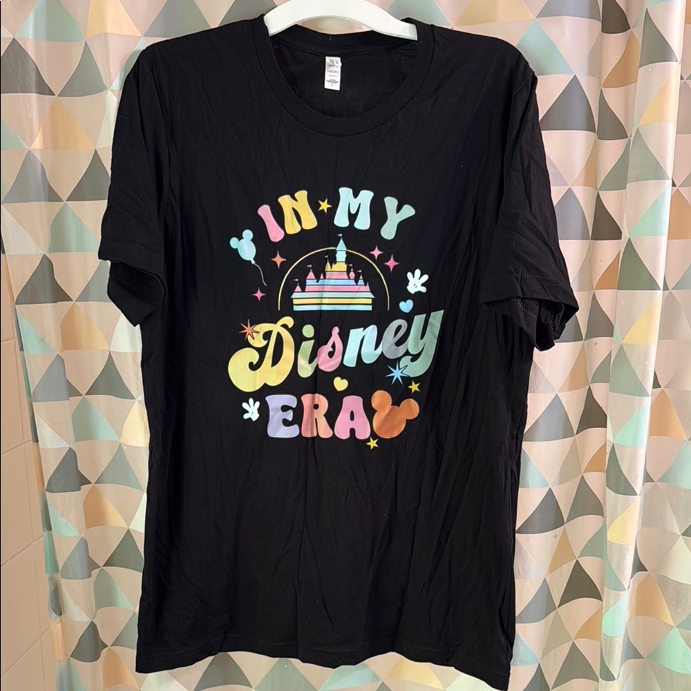 Black Disney Graphic Magic Kingdom T-Shirt, in my Disney era, size large, NEW